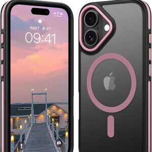 16 Pro Pro Max Plus Matte Magnetic Case for iPhone Black and Pink